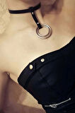 Halkalı Şık Deri Choker