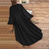 Barbora Günlük Salaş Büzgü Detaylı Yazlık Uzun Kadın Elbise ln360siyah