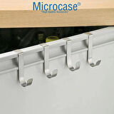 Microcase Çok Amaçlı Mutfak Dolabı Kapı Duşakabin vb Alanlar için Metal Askılık Kanca 2 adet- GÜMÜŞ AL4987