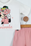 Minnie Baskılı Kız Çocuk Şortlu Alt Üst Takım