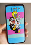 Xiaomi Redmi Note 9 Looney Tunes Tasarım Tuşları Renkli Telefon Boyun Askılı Set Kılıf
