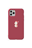 Iphone 11 Pro Max Uyumlu Bordo Renkli Silikon Telefon Kilifi - Snowman