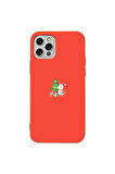 Iphone 12 Pro Max Uyumlu Turuncu Renkli Silikon Telefon Kilifi - Cute Snowman