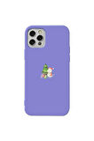Iphone 14 Pro Max Uyumlu  Lila Renkli Silikon Telefon Kilifi - Cute Snowman