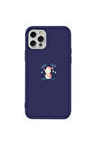 Iphone 12 Pro Max Uyumlu  Lacivert Renkli Silikon Telefon Kilifi - Sugar Snowman