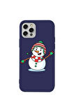 Iphone 12 Pro Max Uyumlu Lacivert Renkli Silikon Telefon Kilifi - Snowman 2