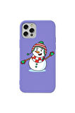 Iphone 12 Pro Max Uyumlu Lila Renkli Silikon Telefon Kilifi - Snowman 2