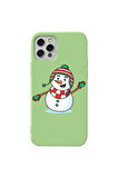 Iphone 13 Pro Max  Uyumlu Açik Yesil Renkli Silikon Telefon Kilifi - Snowman 2