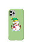 Iphone 11 Pro Max  Uyumlu Yesil Renkli Silikon Telefon Kilifi - Snowman 3