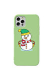 Iphone 13 Pro Max  Uyumlu Yesil Renkli Silikon Telefon Kilifi - Snowman 3