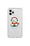 Iphone 11 Pro Max Uyumlu Seffaf Telefon Kilifi - Snowman With Coffee