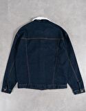 Yün Kürklü Yaka Oversize Denim Erkek Ceket NF0294LC