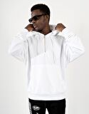 Street Style Half Zip Oversize Erkek Hoodie NF0336BY