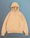Street Style Yüksek Yaka Fermuarlı Oversize Erkek Hoodie NF0337BJ