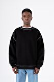 Kontrast Dikiş Oversize Erkek Sweatshirt UK1008SY