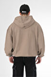 Kahve Basic Oversize Erkek Ceket Hoodie