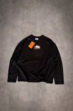 Reflective Classic Logo Siyah Oversize Uzun Kollu Erkek Tişört