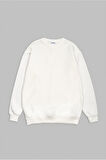 Ekru Basic Oversize Erkek Sweatshirt