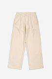 Wide Leg Pilili Ekru Retro Erkek Kumaş Pantolon