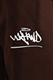 Classic Logo Stoperli Kahve Wide Leg Erkek Eşofman Altı