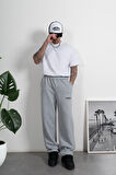 Essentials Amsterdam Stoperli Gri Wide Leg Erkek Eşofman Altı