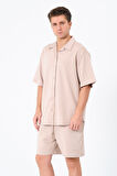 Bej Pike Erkek Gömlek ve Şort Takım