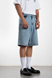 Iced Blue Baggy Denim Urban Jort Erkek Şort