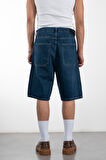 Koyu Mavi Baggy Jean Erkek Şort Jorts