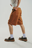 Kahve Gabardin Baggy Jean Erkek Şort Jorts