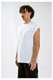 Beyaz Oversize Kolsuz Erkek Tişört TB2213BY