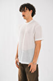 Beyaz File Oversize Erkek Tişört