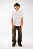 Beyaz File Oversize Erkek Tişört
