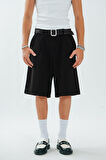 Siyah Relaxed Fit Erkek Kumaş Şort