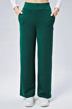 Maison La Femme Kadın Yeşil Yüksek Bel Bol Paça Eşofman Pantolon