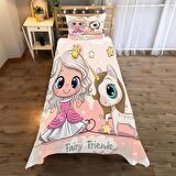 Fairy Friends Desenli Yatak örtüsü ve yastık kılıfı 2li takımı