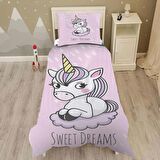 Unicorn  Desenli Yatak örtüsü ve yastık kılıfı 2li takımı