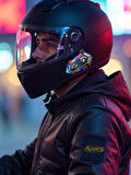 Always Y20 BT5.3 Motosiklet Kask Kulaklık Intercom Işıklı Motorsiklet Interkom