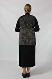 Y766 SİYAH-BEYAZ MOZAİK DESENLİ CEPLİ MEVSİMLİK ANNE YELEK