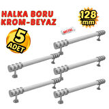 5 Adet Metal Halka Mobilya Çekmece Dolap Kulpu Krom-Beyaz 128mm