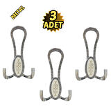 Krom Desenli Vestiyer Portmanto 3 Adet Askılık Metal