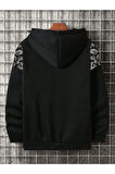 Erkek Dikey Baskılı Desenli Oversize Kapşonlu Sweatshirt