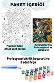 Sayılarla Boyama Seti Numaralı Tuval Fırça Boya 40x50 Cm Yapraklar İçinde Leopar