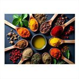 Baharat Çeşitleri Düzeni Modern Mdf Tablo 25cmX 35cm