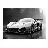 Beyaz Spor Araba Dekoratif Mdf Tablo 25cmX 35cm