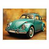 Nostaljik Mavi Vosvos Tasarım Mdf Tablo 35cm X50cm