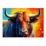 Renkli Boğa Portresi Model Mdf tablo 35cm X50cm
