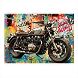 Vintage Motosiklet Çizimi Dekoratif Mdf Tablo 35cm X50cm