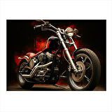Siyah Klasik Motosiklet Art Mdf Poster 35cm X50cm
