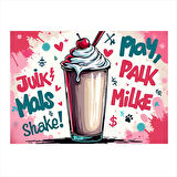 Retro Milkshake Afişi Modern Mdf Tablo 25cmX 35cm