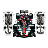 Yarış Arabası Teknik Detay Art Mdf Poster 25cmX 35cm